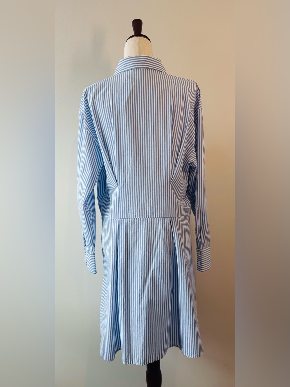 Abercrombie & Fitch Blue Pleated Long Sleeve Shirt Dress Size Large Tall NWT - Picture 7 of 10